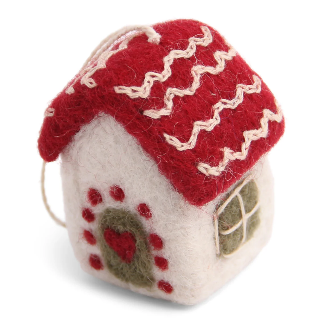 Felt Mini Christmas House with Red Roof