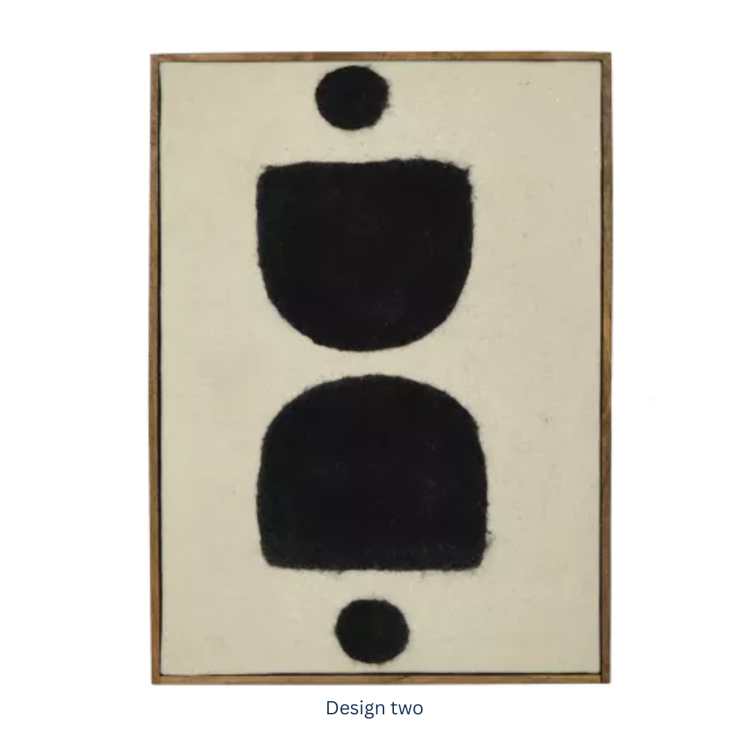 Abstract Wool Wall Art Black &amp; White in 2 Designs
