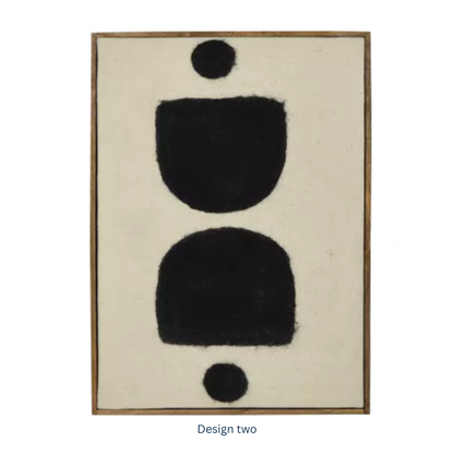 Abstract Wool Wall Art Black &amp; White in 2 Designs