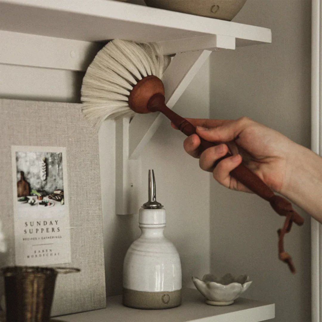 Small Light Goat Hair Dust Brush with Black Dot