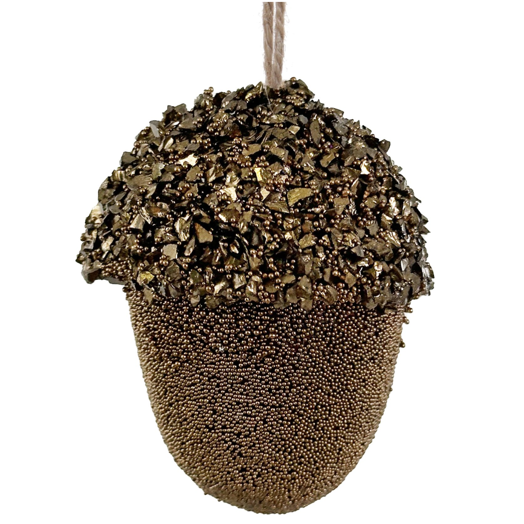 Copper Beaded Glitter Acorn in 2 Sizes