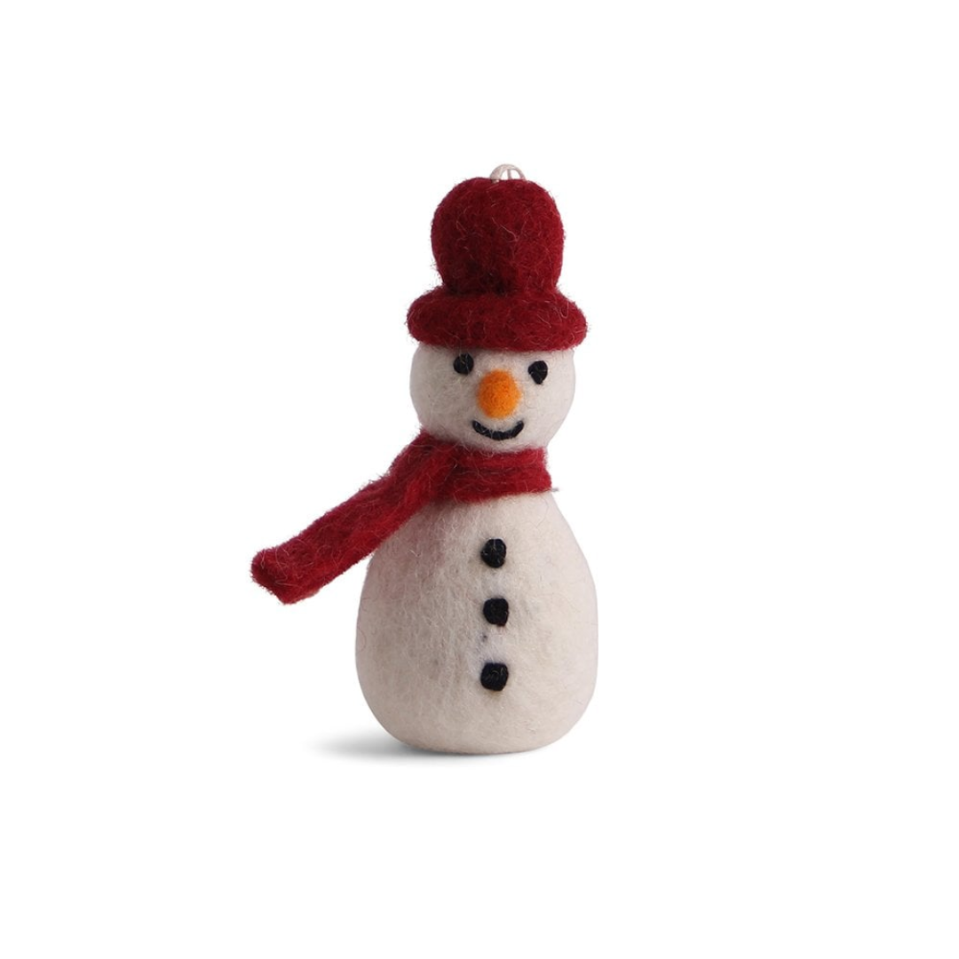 Small Felt Hanging Snowman with Red Hat